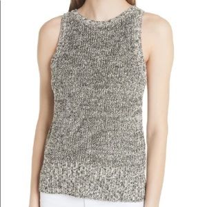 Theory Gray Cable Wool Paper Blend Knit Tank Cami $228